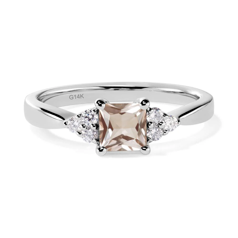 Princess Cut Morganite Petite Ring - Image 3