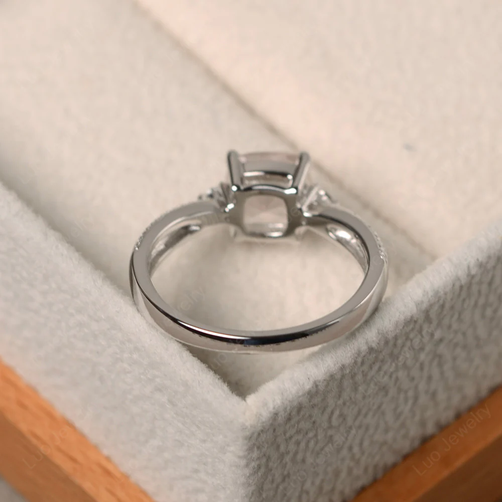 Cushion Cut Rose Quartz Engagement Ring - Image 3