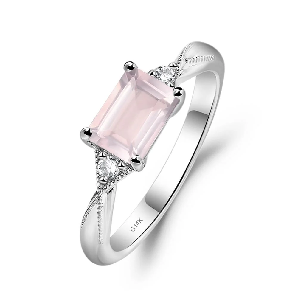 Rose Quartz Milgrain Ring - Image 3