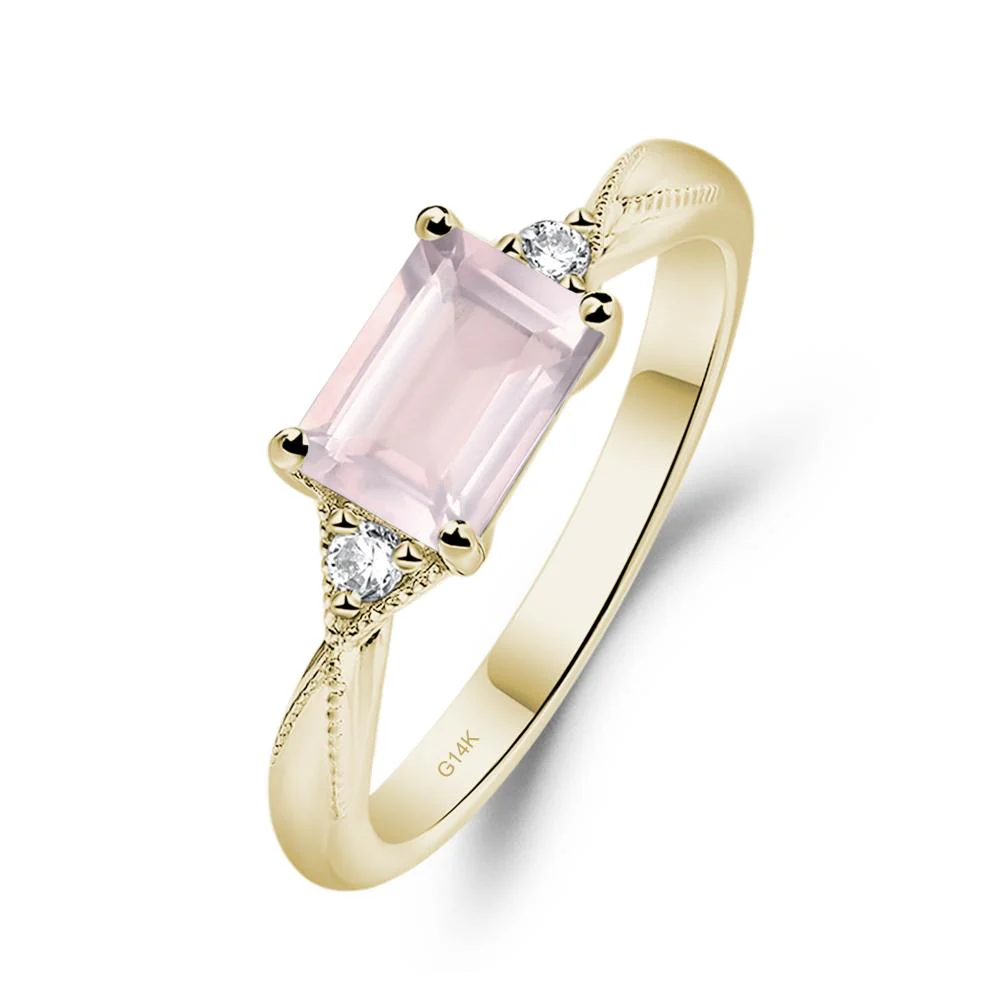 Rose Quartz Milgrain Ring - Image 4