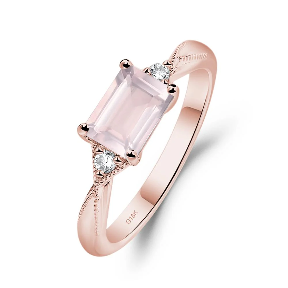Rose Quartz Milgrain Ring - Image 9