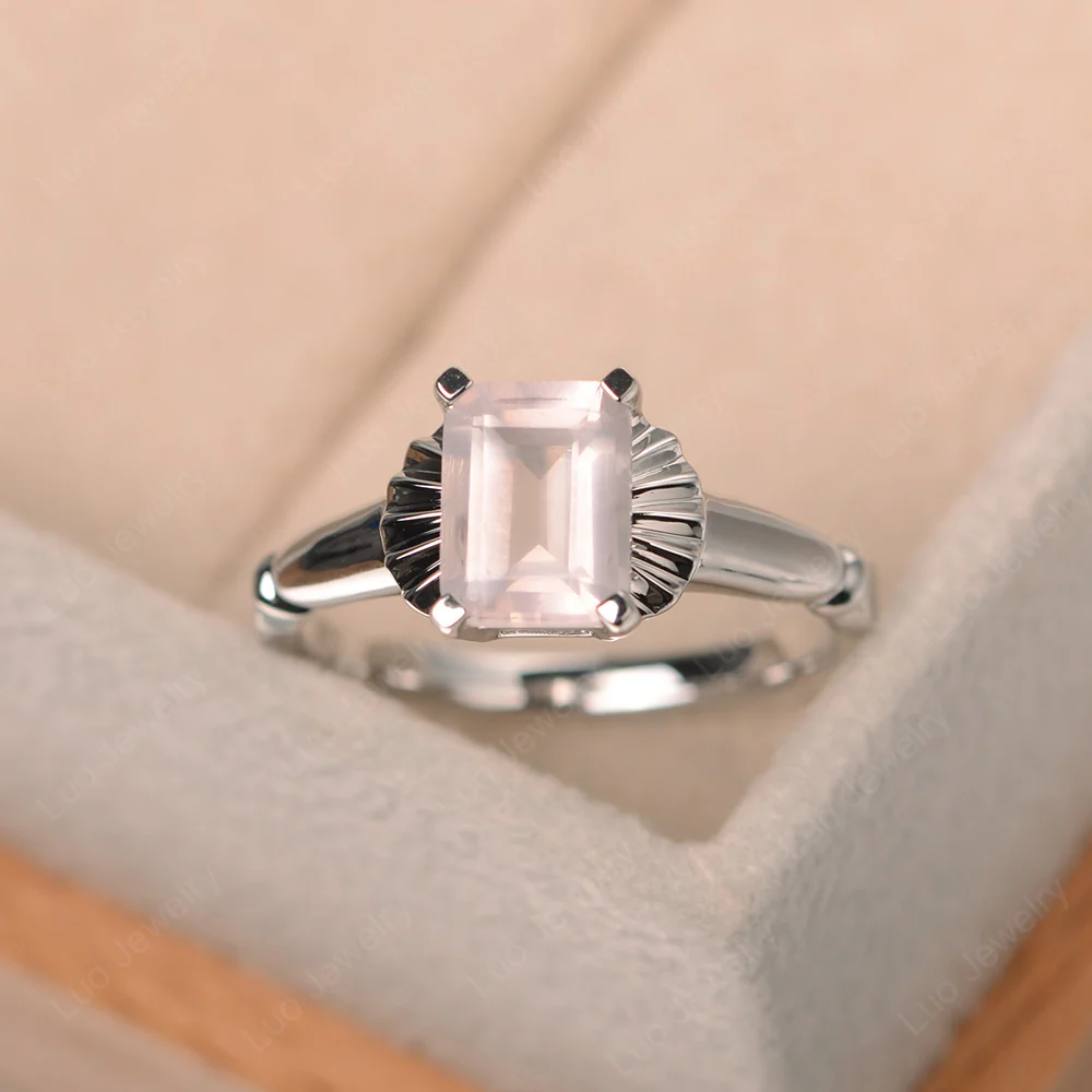 Vintage Style Rose Quartz Solitaire Ring - Image 2