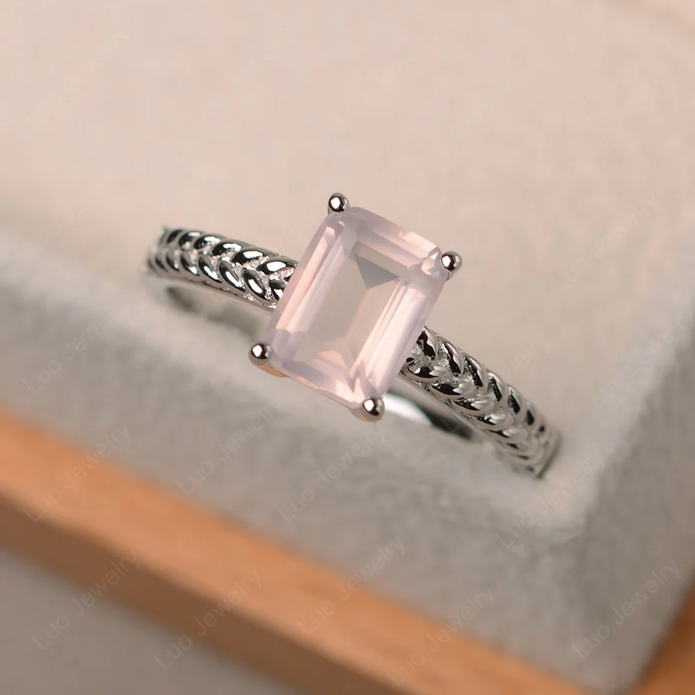 Rose Quartz Woven Engagement Ring - Image 2