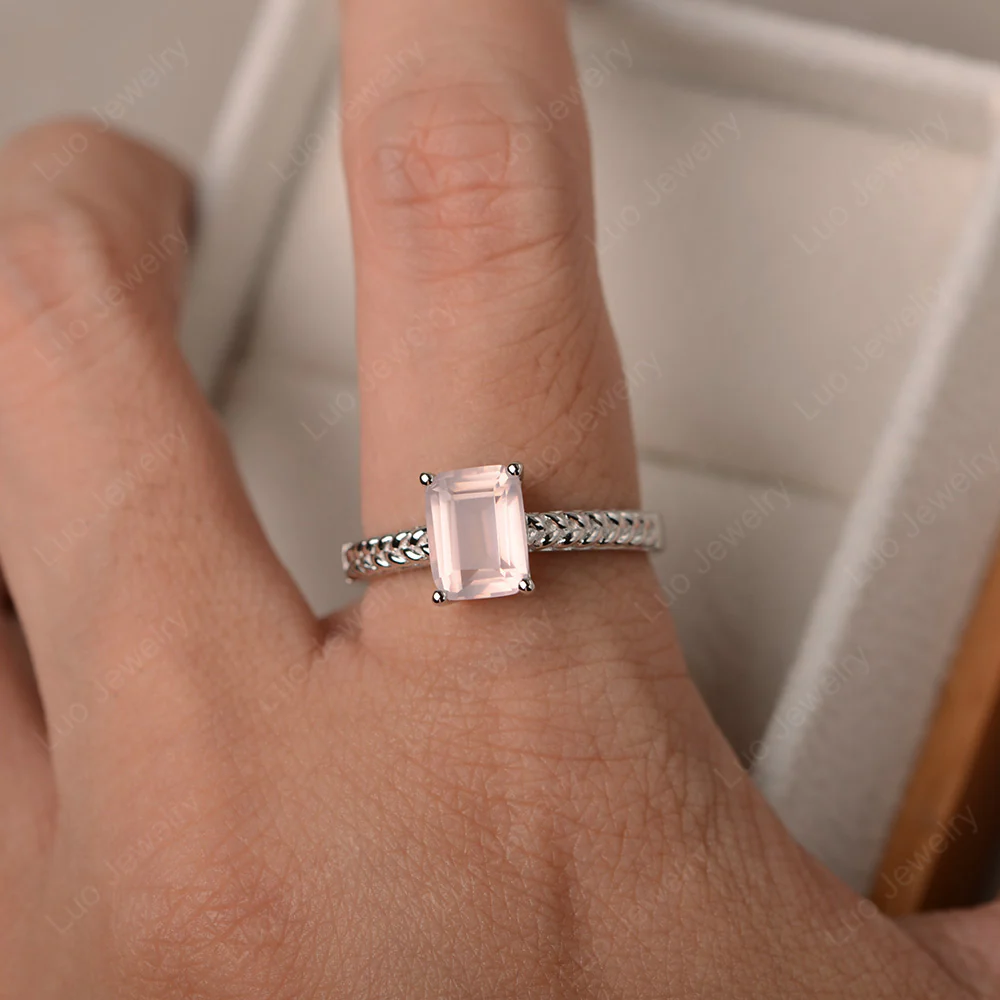Rose Quartz Woven Engagement Ring - Image 4