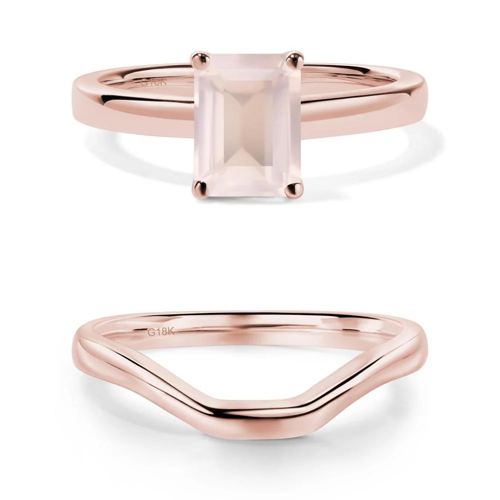Emerald Cut Rose Quartz Solitaire Ring - Image 23