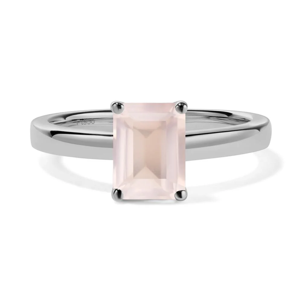 Emerald Cut Rose Quartz Solitaire Ring - Image 3