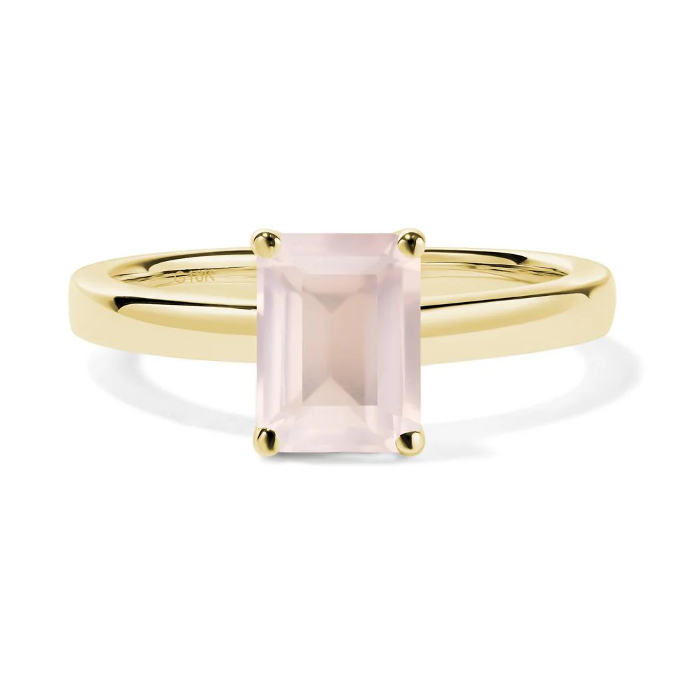 Emerald Cut Rose Quartz Solitaire Ring - Image 6