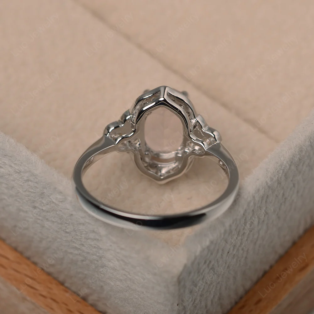 Rose Quartz Halo Engagement Ring - Image 3