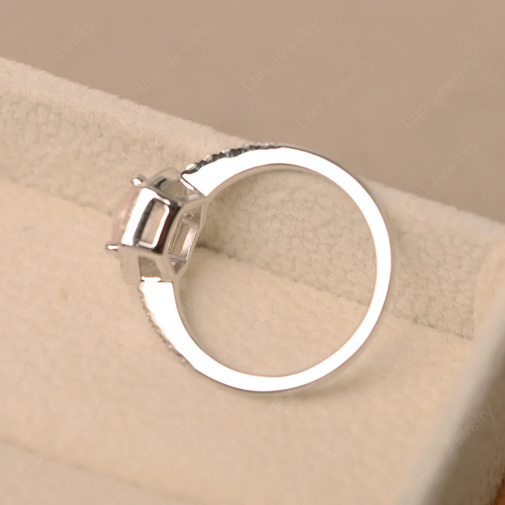 Rose Quartz Hexagon Halo Engagement Ring - Image 4