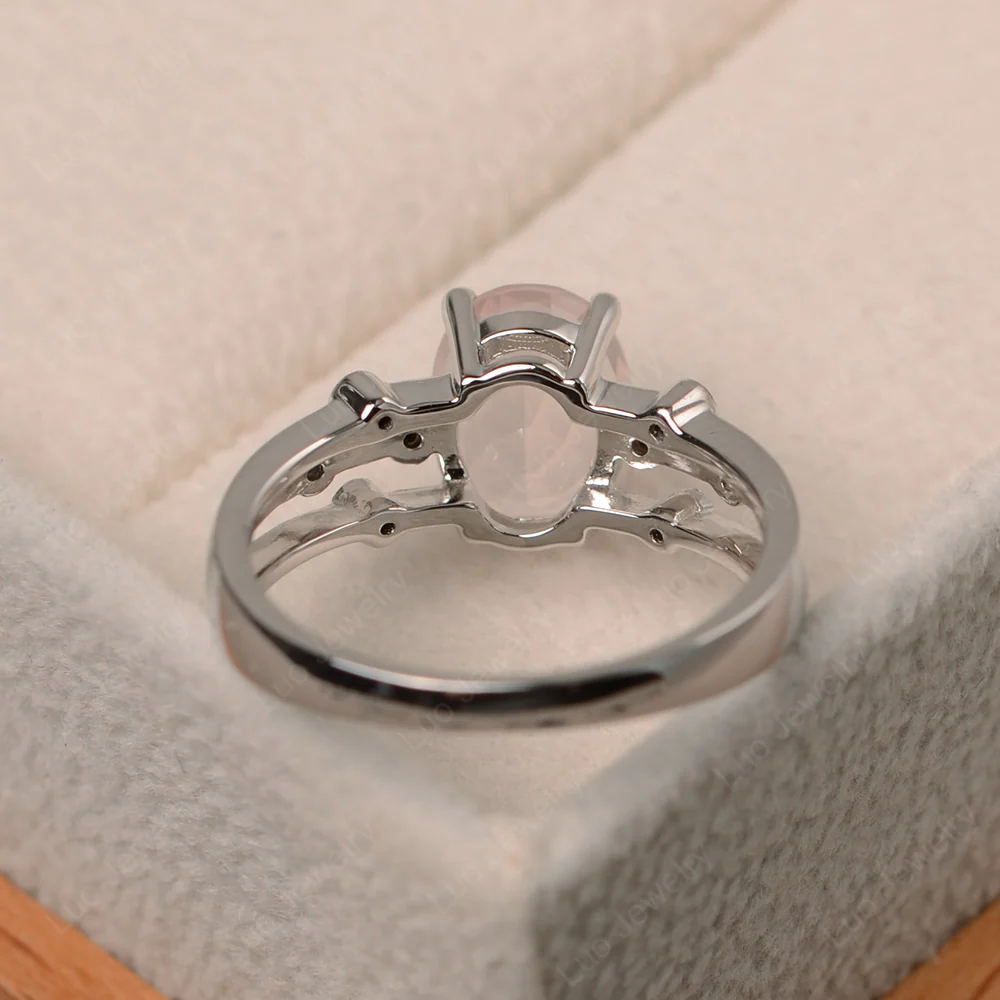 Oval Shaped Rose Quartz Art Deco Ring - Image 3