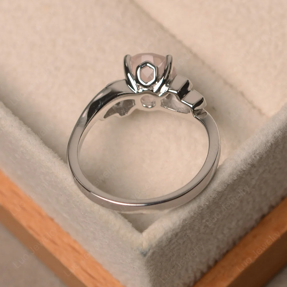 Oval Cut Rose Quartz Honeycomb Ring - Image 3