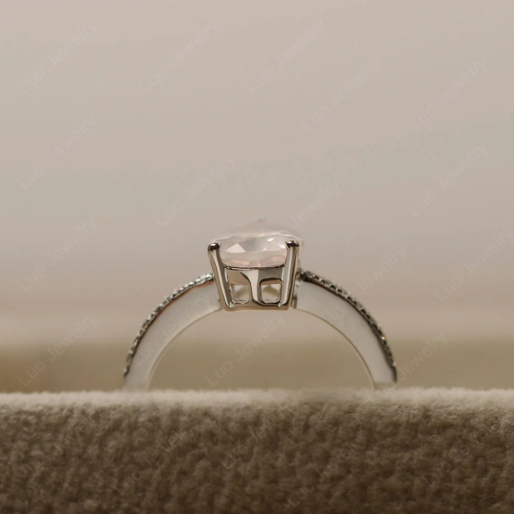 Rose Quartz Pear Pave Ring - Image 5