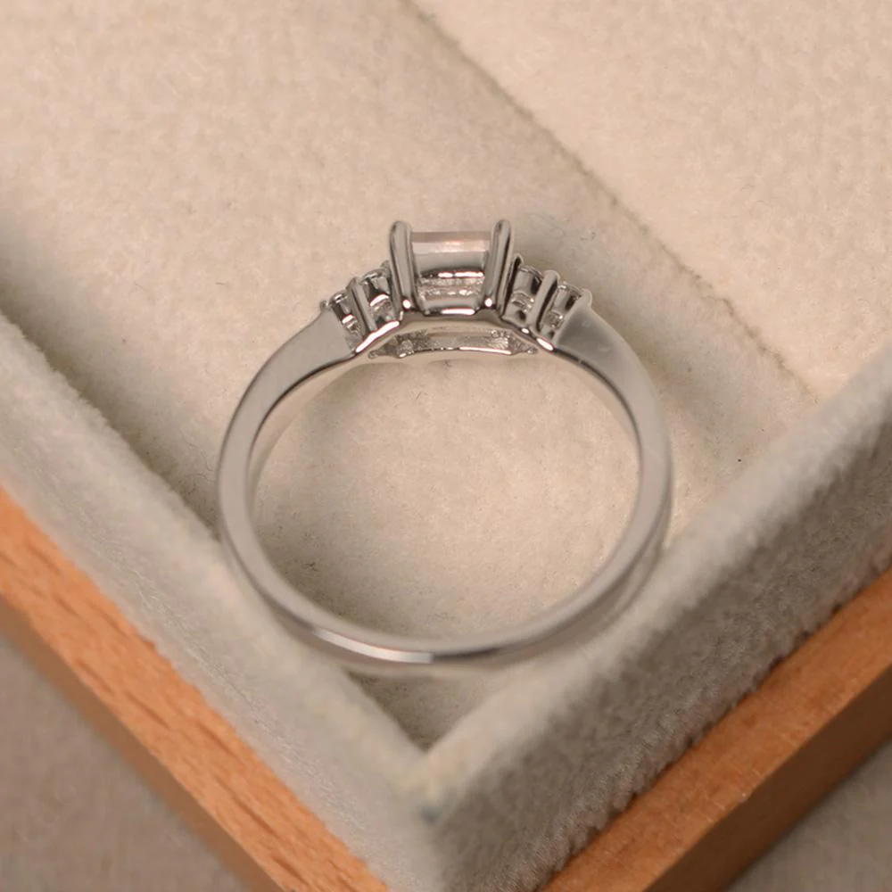 Square Cut Rose Quartz Petite Ring - Image 31