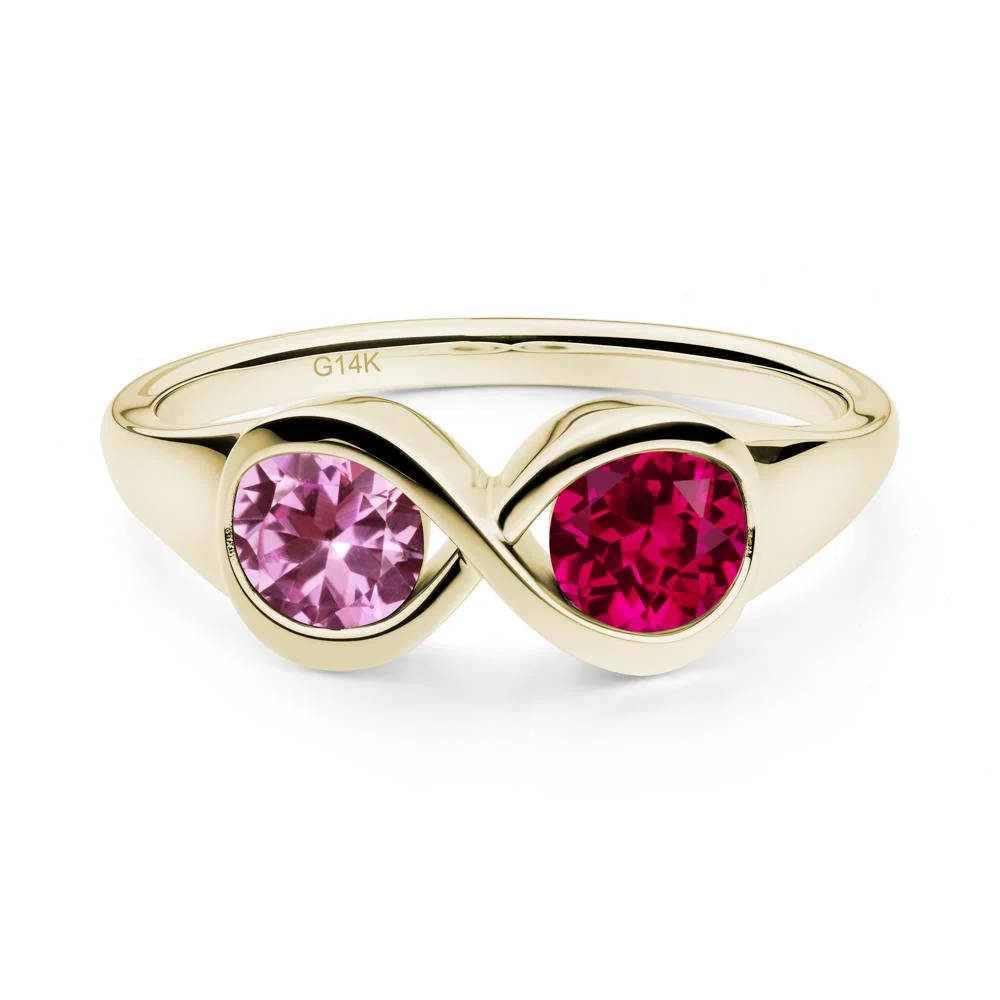 Pink Sapphire and Ruby Toi Et Moi Infinity Ring - Image 5