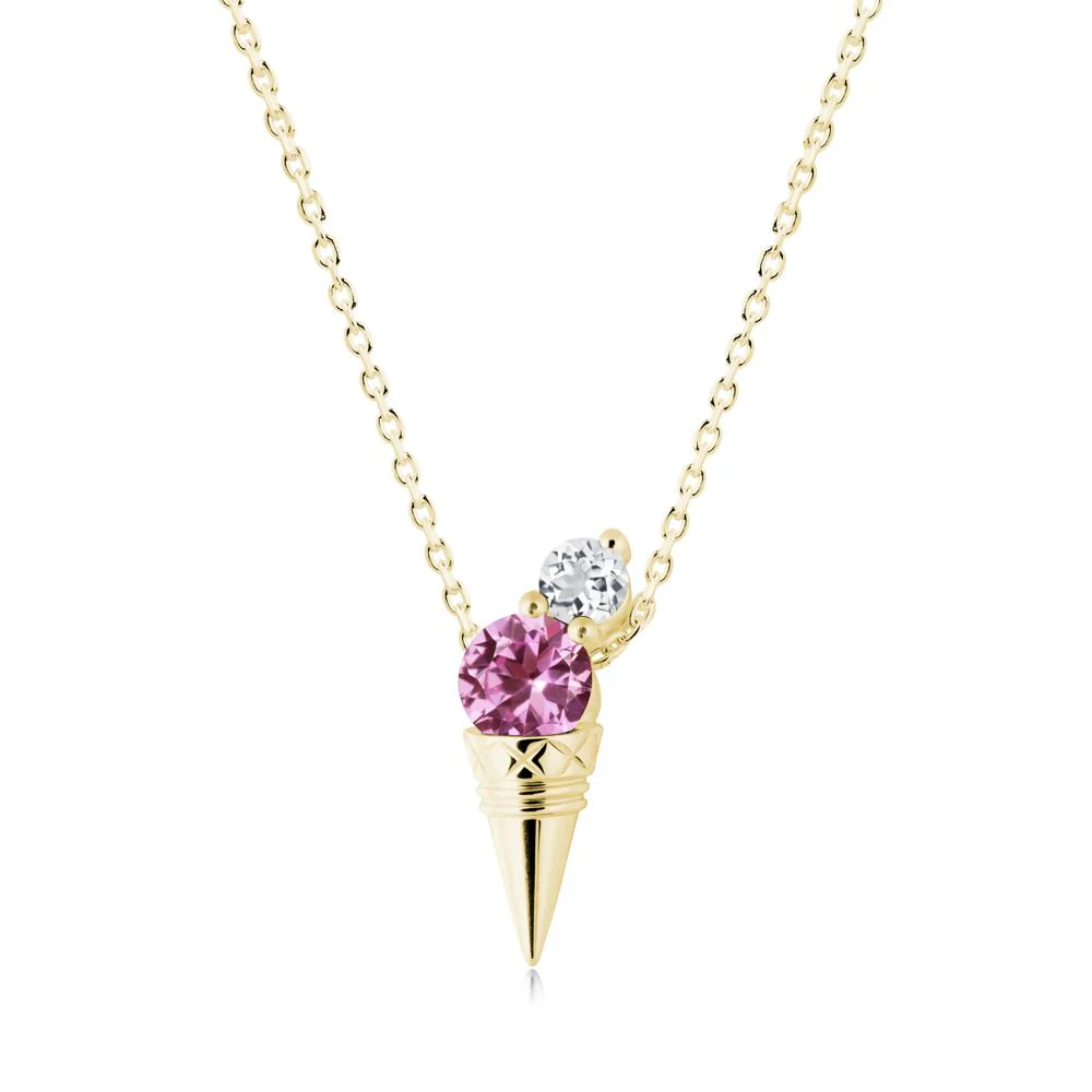 Pink Sapphire and White Topaz Toi Et Moi Necklace - Image 6
