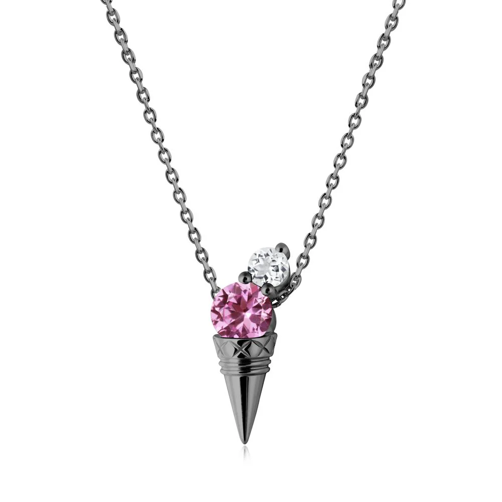 Pink Sapphire and White Topaz Toi Et Moi Necklace - Image 7