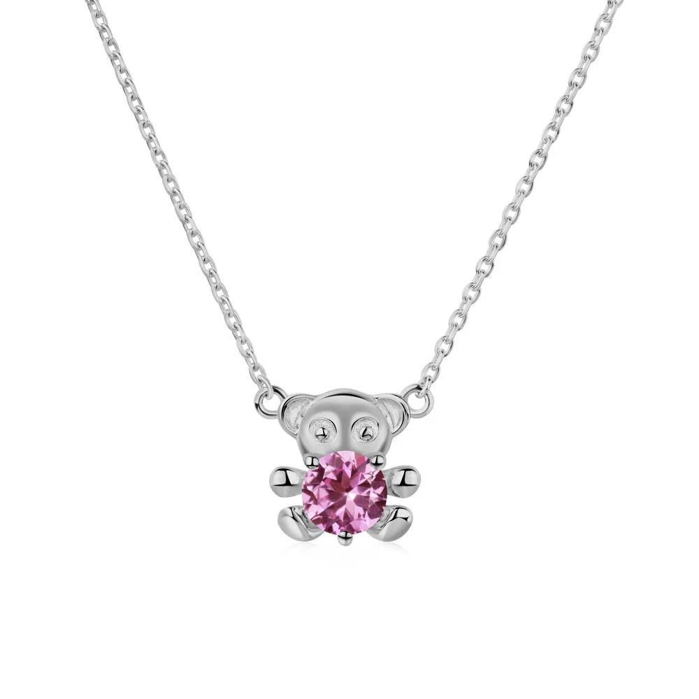 Pink Sapphire Bear Necklace - Image 4
