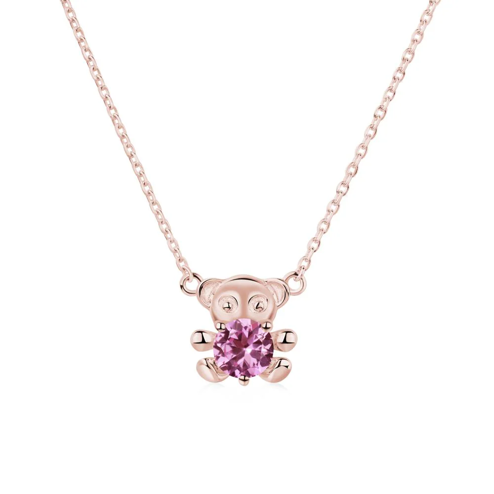 Pink Sapphire Bear Necklace - Image 5