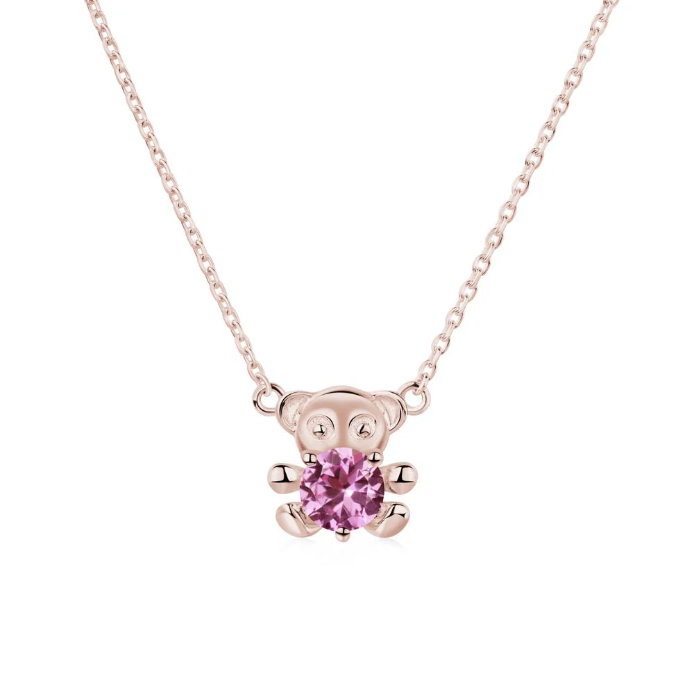 Pink Sapphire Bear Necklace - Image 8