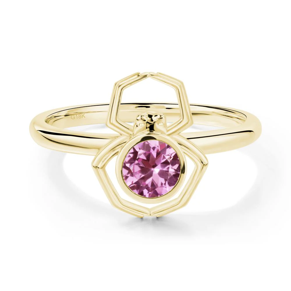Pink Sapphire Bezel Set Spider Ring - Image 4