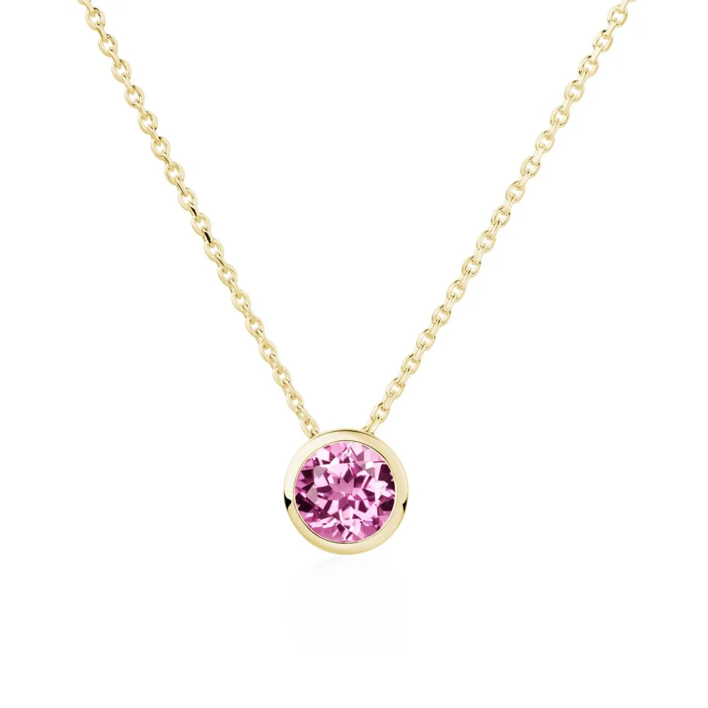 Pink Sapphire Bezel Solitaire Necklace - Image 3