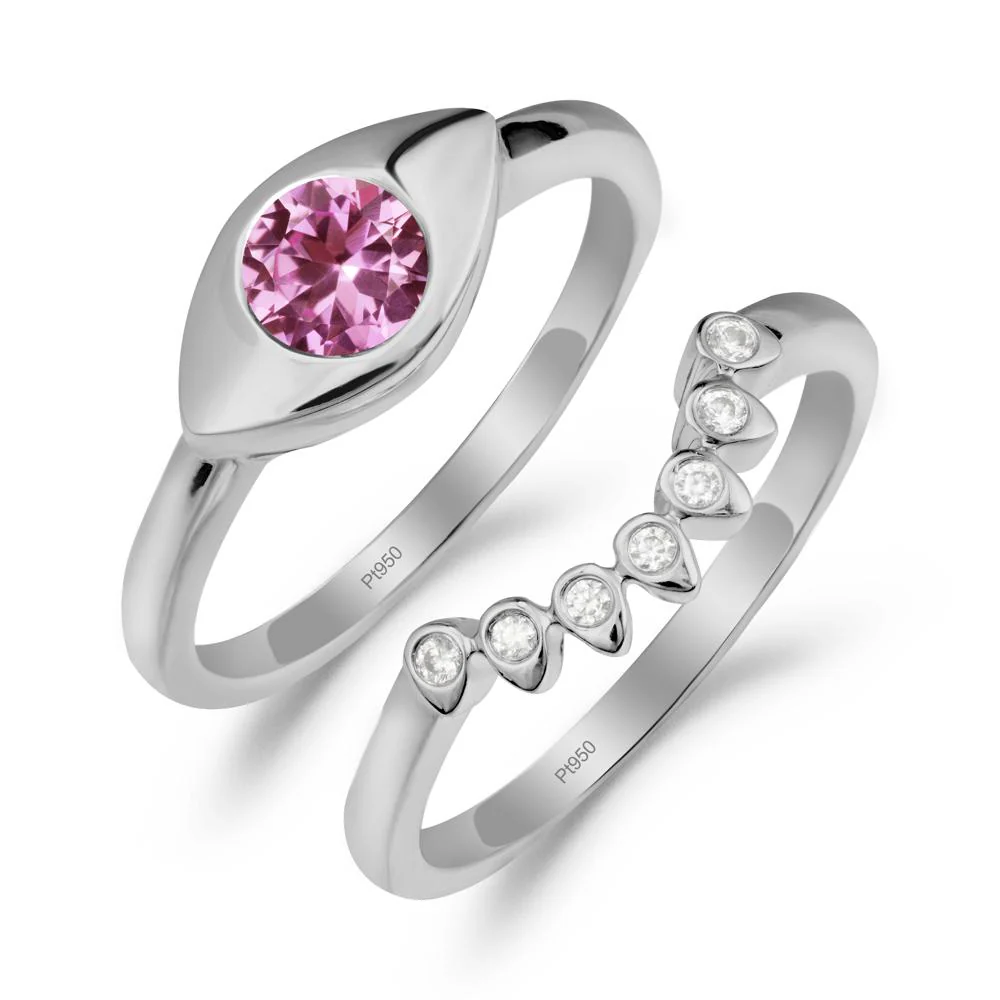 Pink Sapphire Evil Eye Ring Set - Image 3