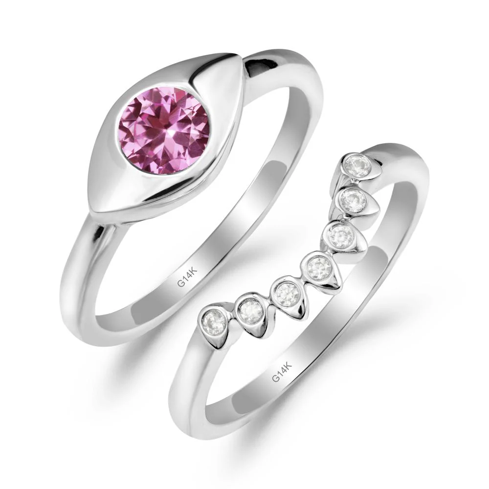 Pink Sapphire Evil Eye Ring Set - Image 4