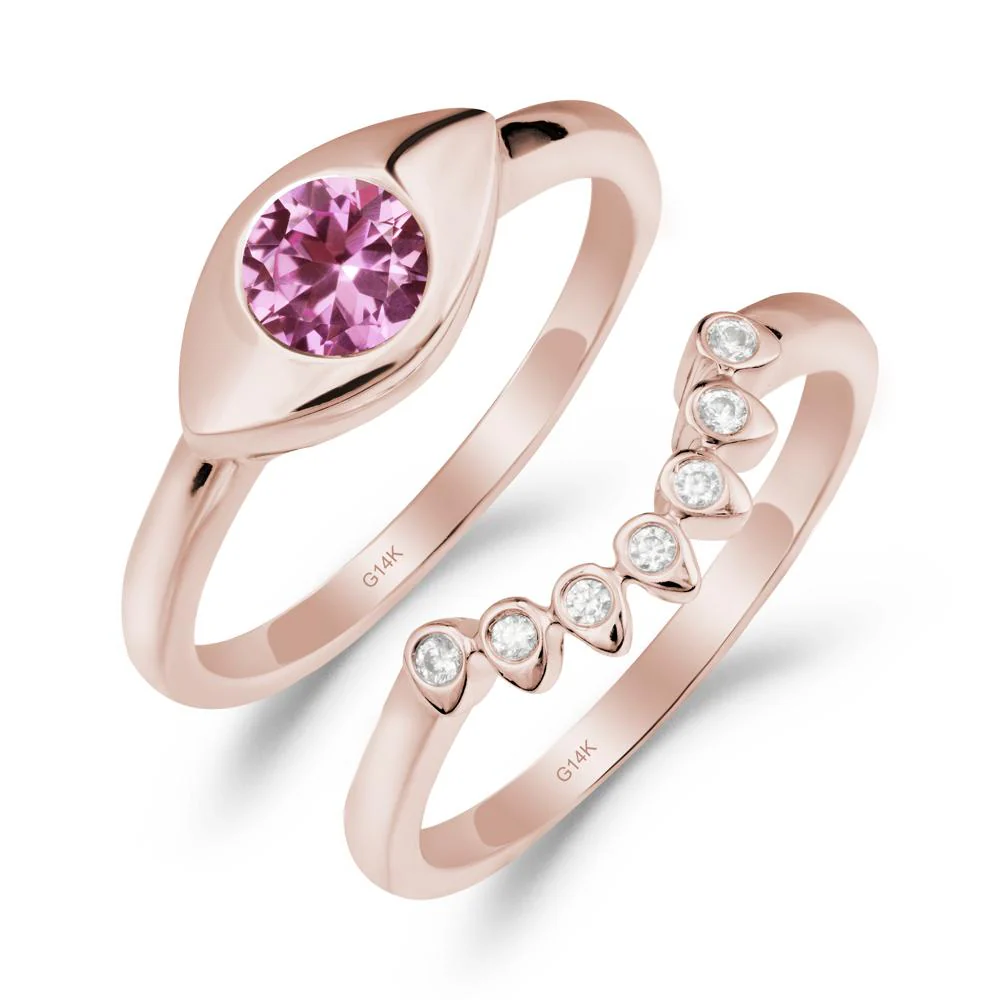 Pink Sapphire Evil Eye Ring Set - Image 5