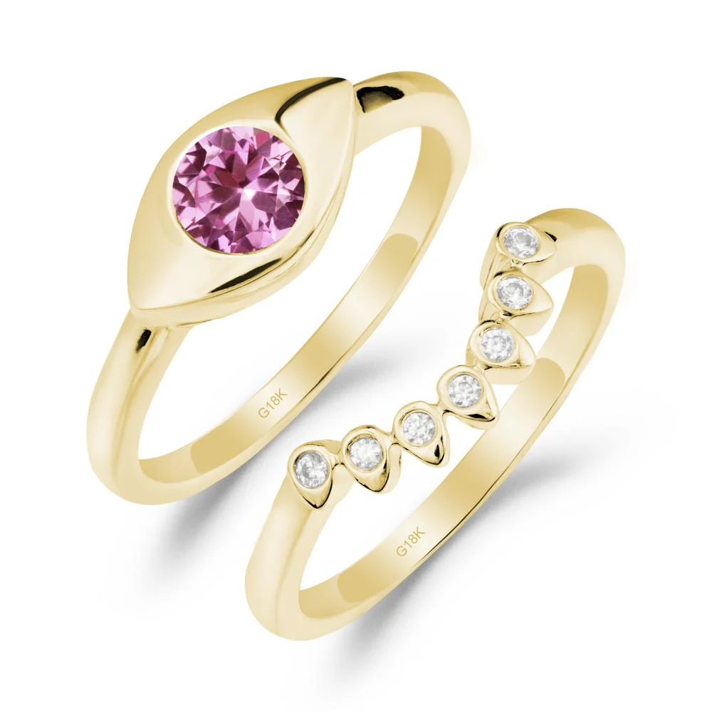 Pink Sapphire Evil Eye Ring Set - Image 7