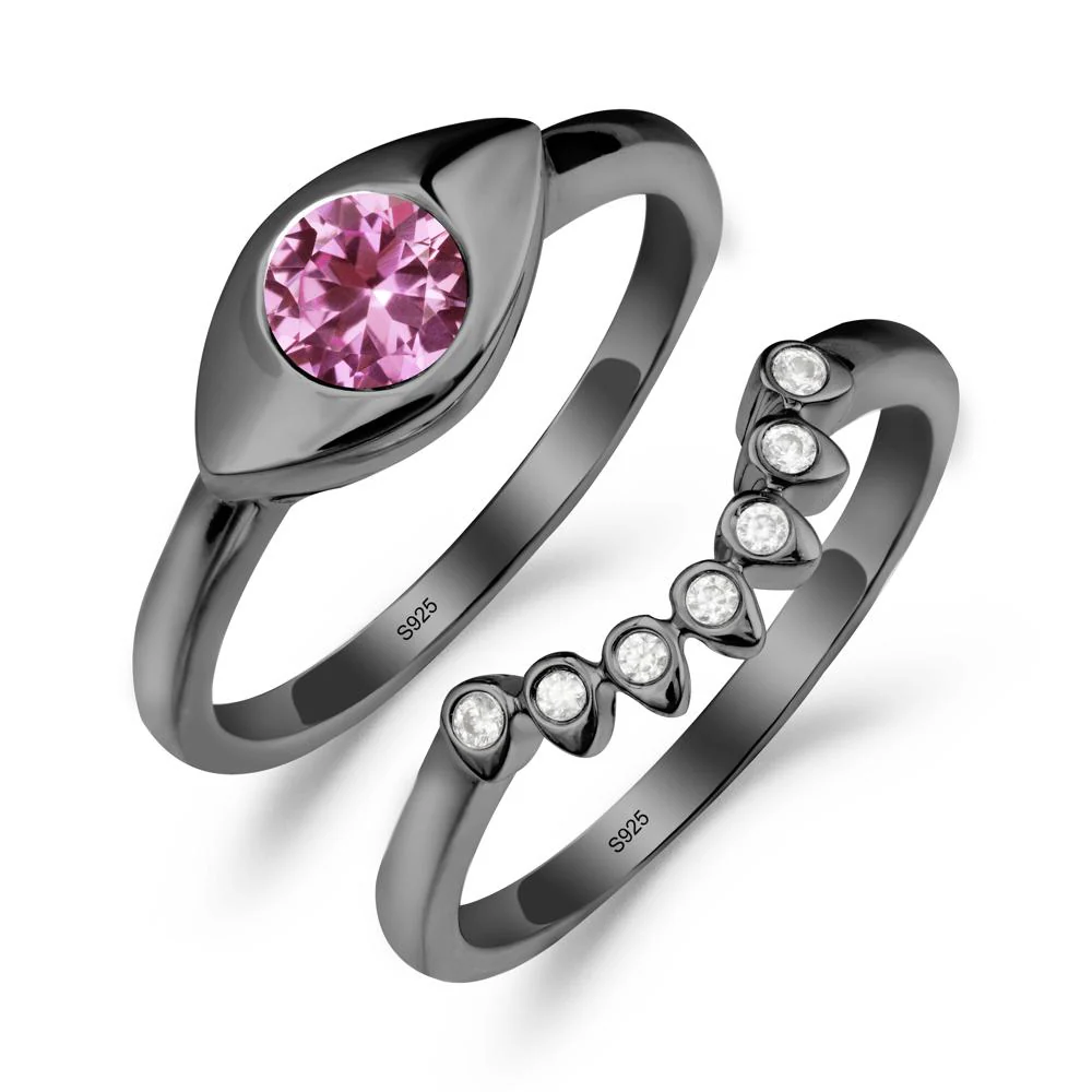 Pink Sapphire Evil Eye Ring Set - Image 9