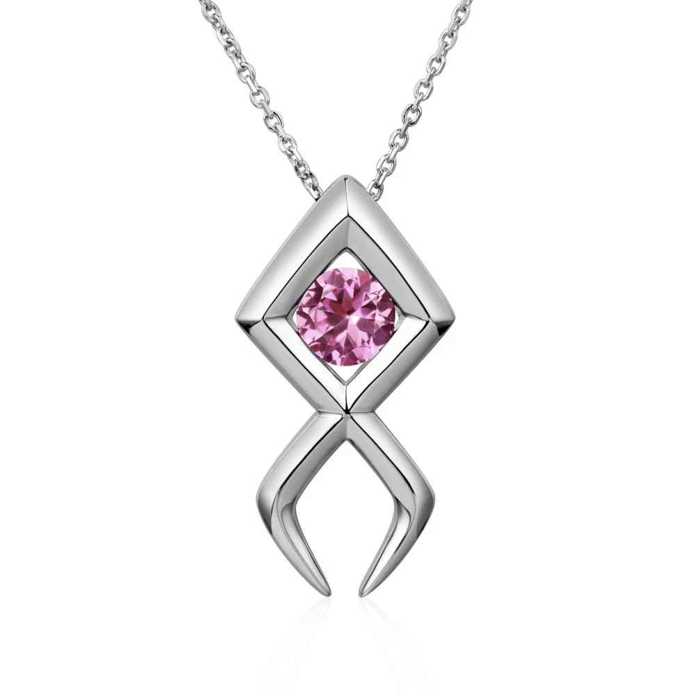 Jesus Fish Pink Sapphire Necklace - Image 4