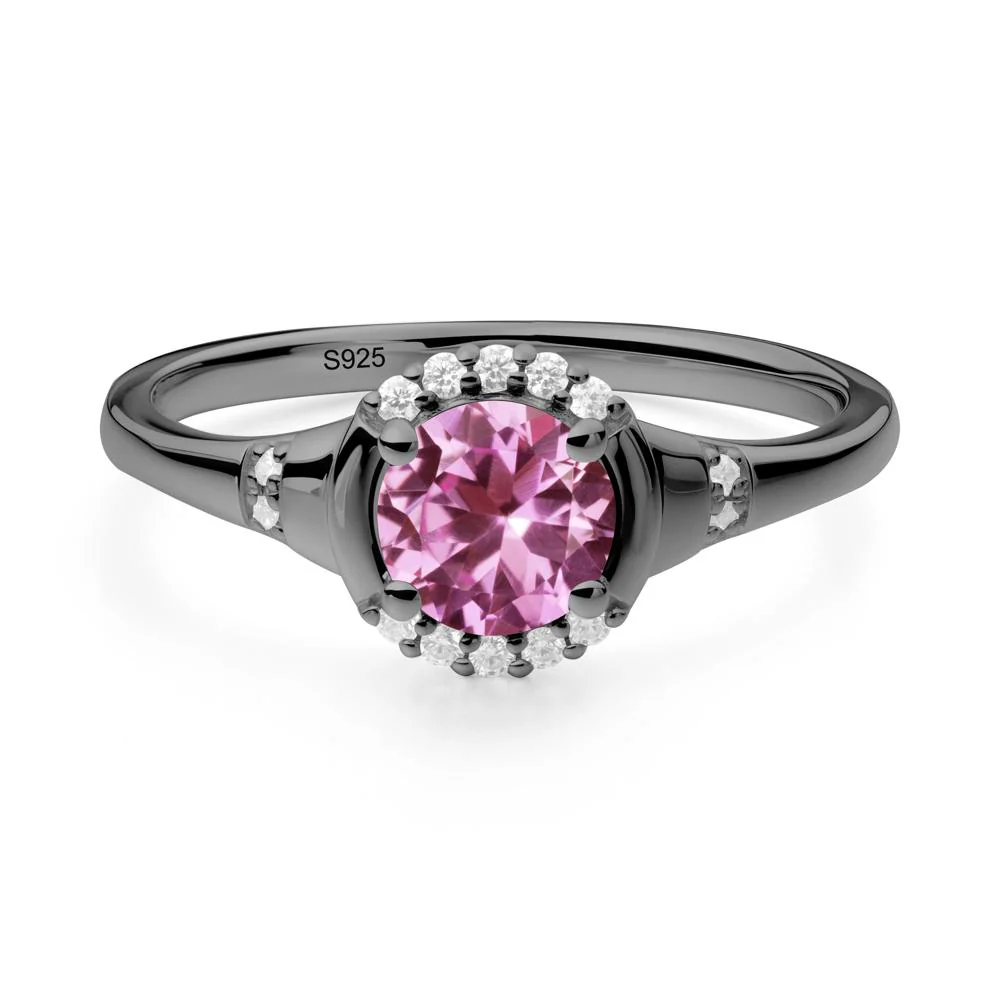 Pink Sapphire Halo Statement Ring - Image 2