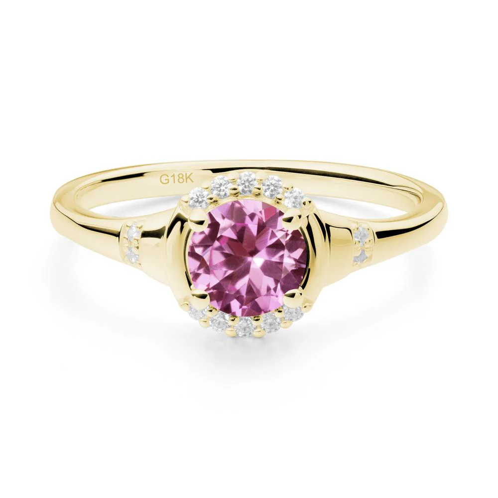 Pink Sapphire Halo Statement Ring - Image 9