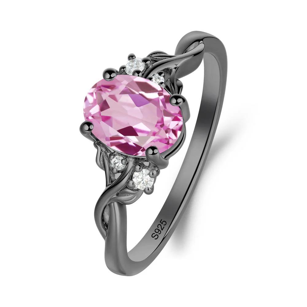 Pink Sapphire Leaf Twist Engagement Ring - Image 3