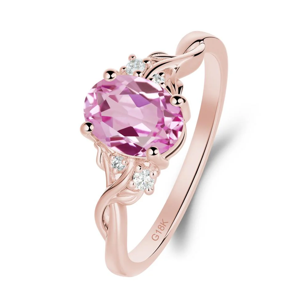 Pink Sapphire Leaf Twist Engagement Ring - Image 4