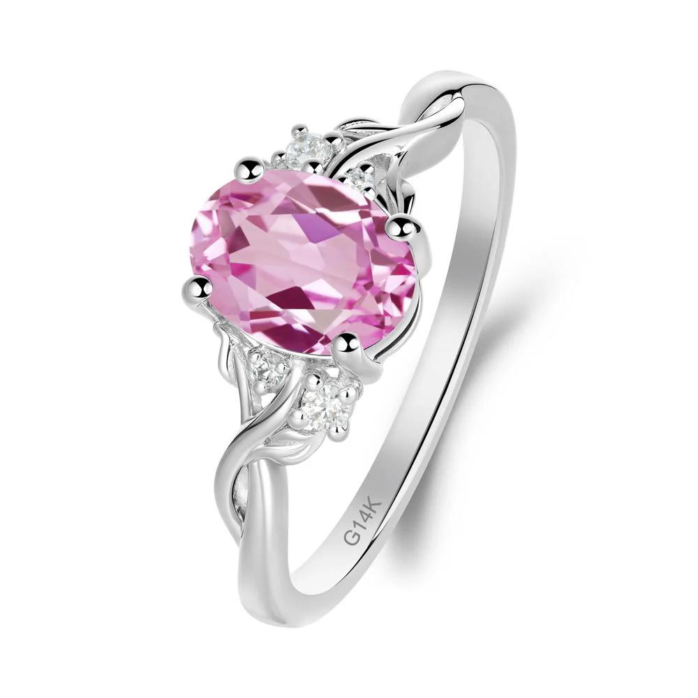 Pink Sapphire Leaf Twist Engagement Ring - Image 9