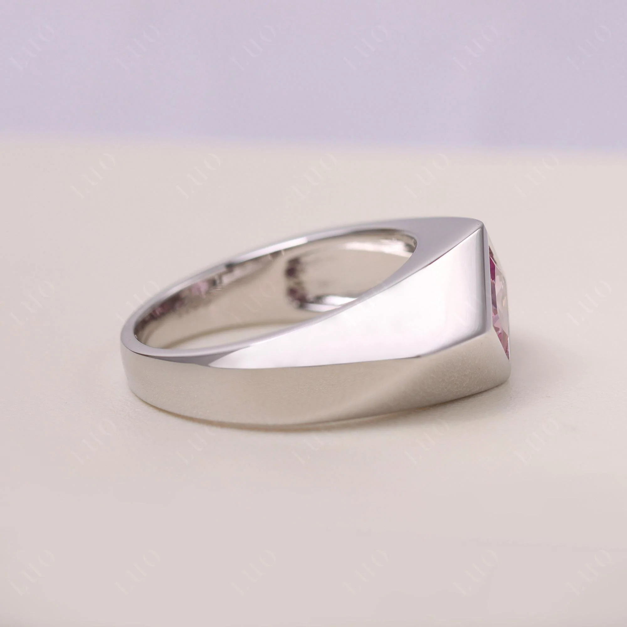 Men's Pink Sapphire Kite Set Ring - Image 13