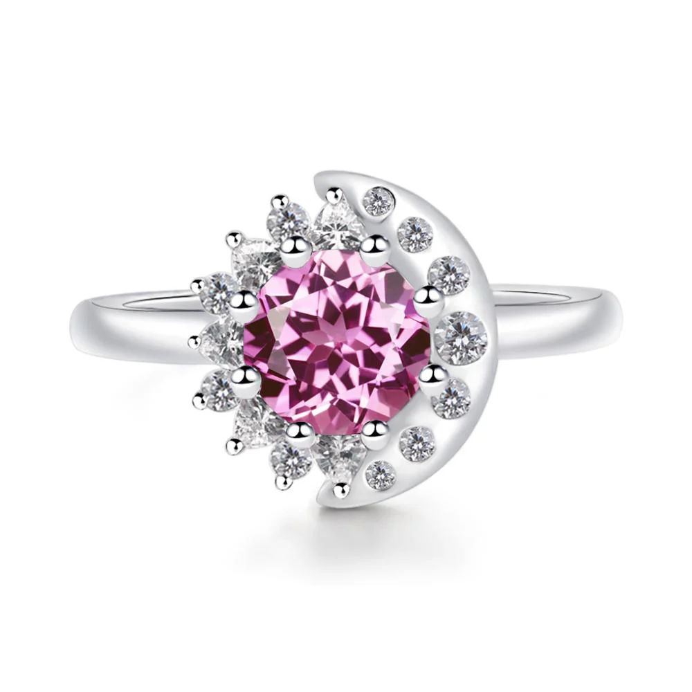 Pink Sapphire Moon and Sun Ring - Image 3