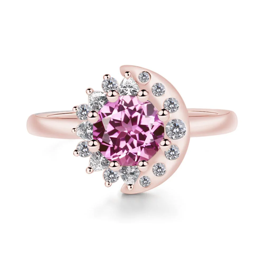 Pink Sapphire Moon and Sun Ring - Image 5