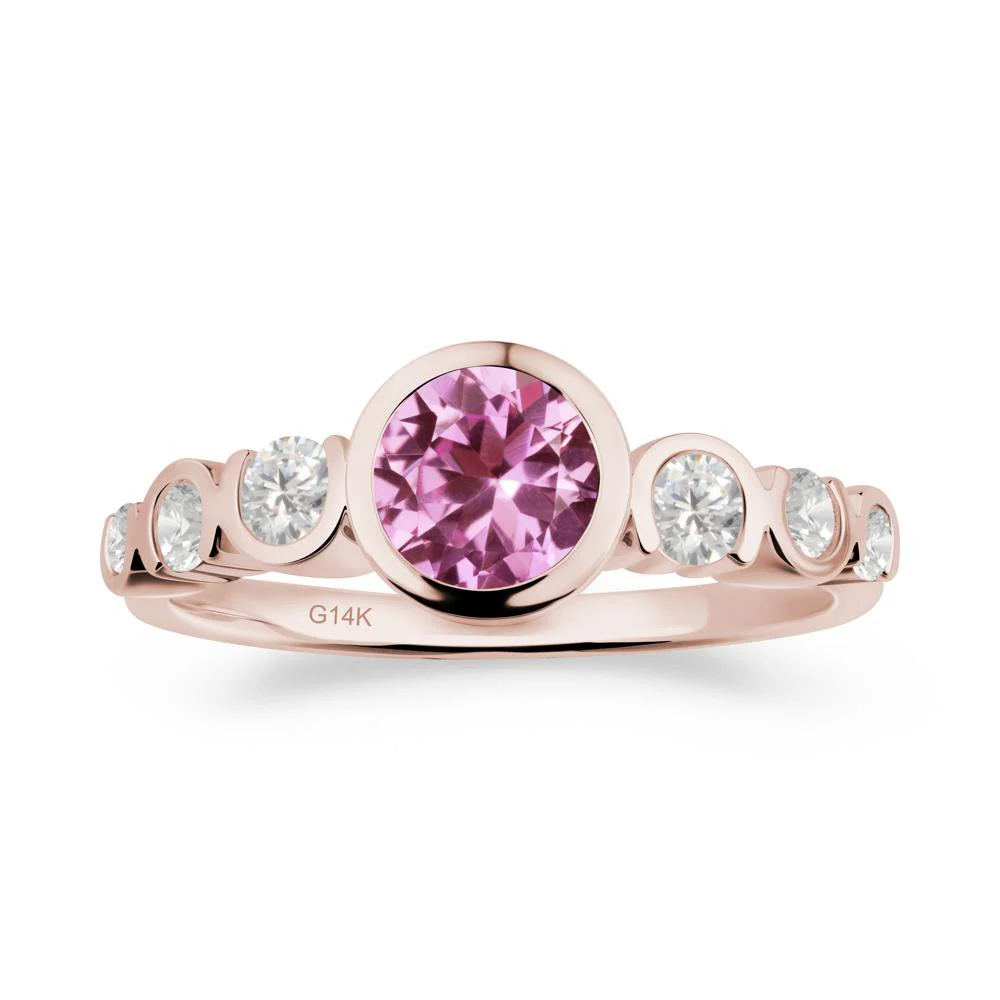 Pink Sapphire Multi Stone Engagement Ring - Image 5