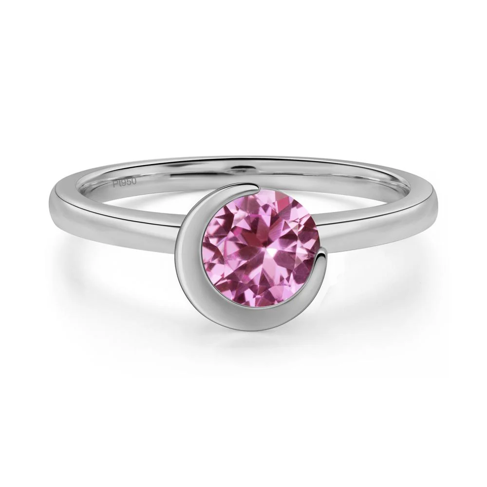 Pink Sapphire New Moon Bezel Ring - Image 6