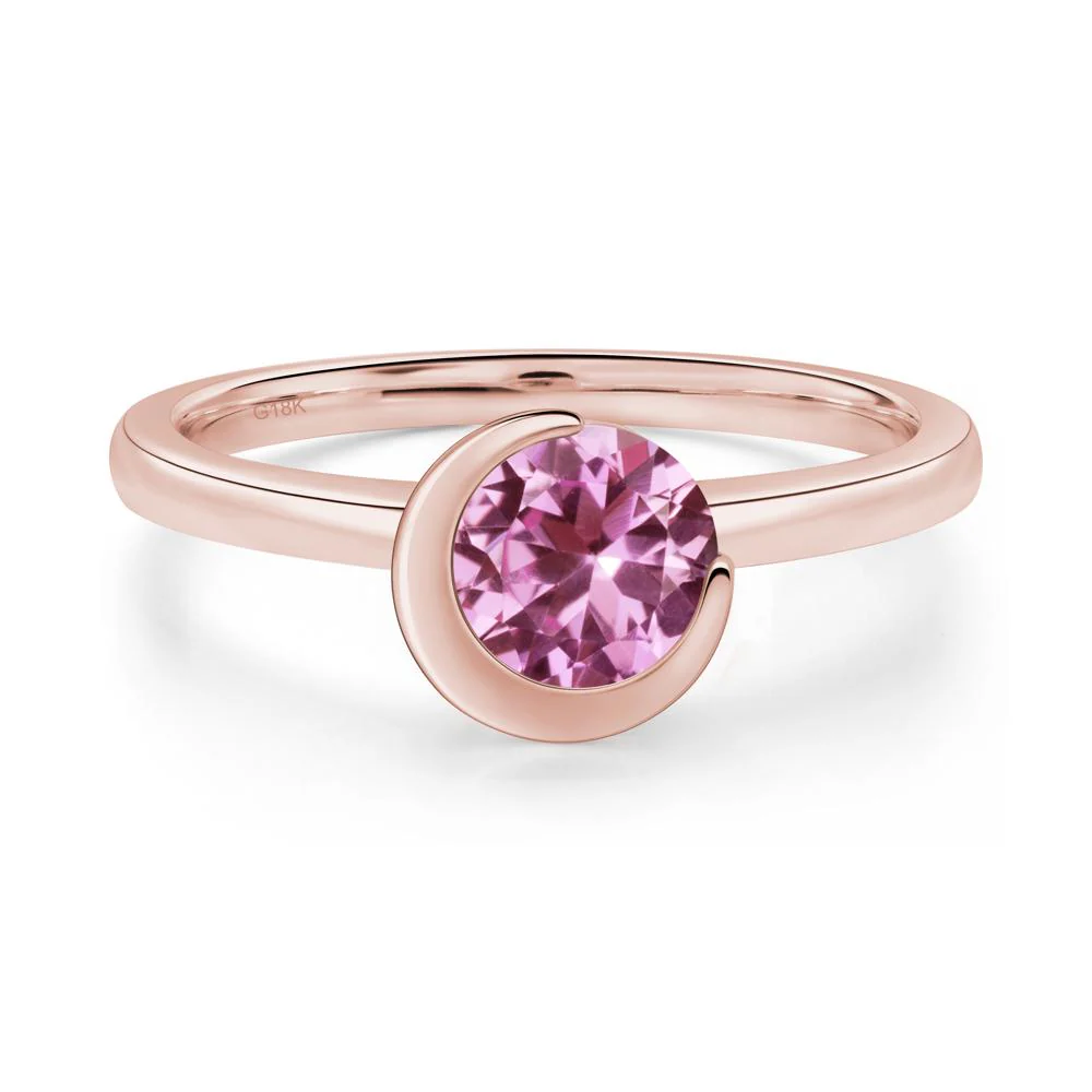Pink Sapphire New Moon Bezel Ring - Image 8
