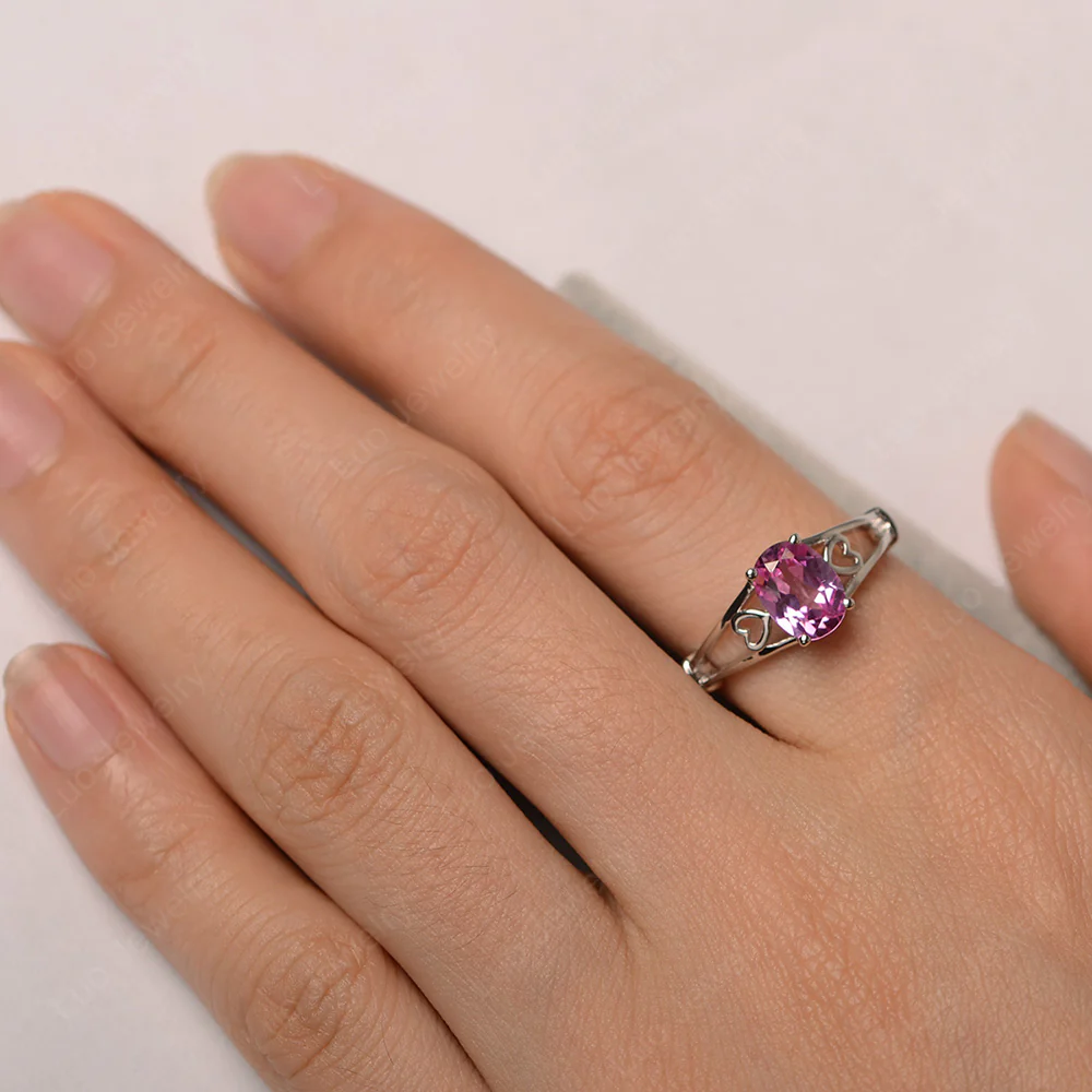Pink Sapphire Oval Cut Solitaire Engagement Ring - Image 3