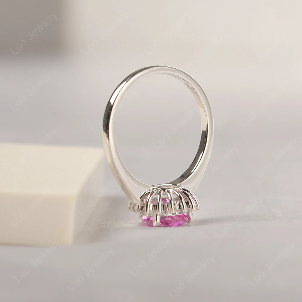 Pink Sapphire Pear Sunburst Ring - Image 5