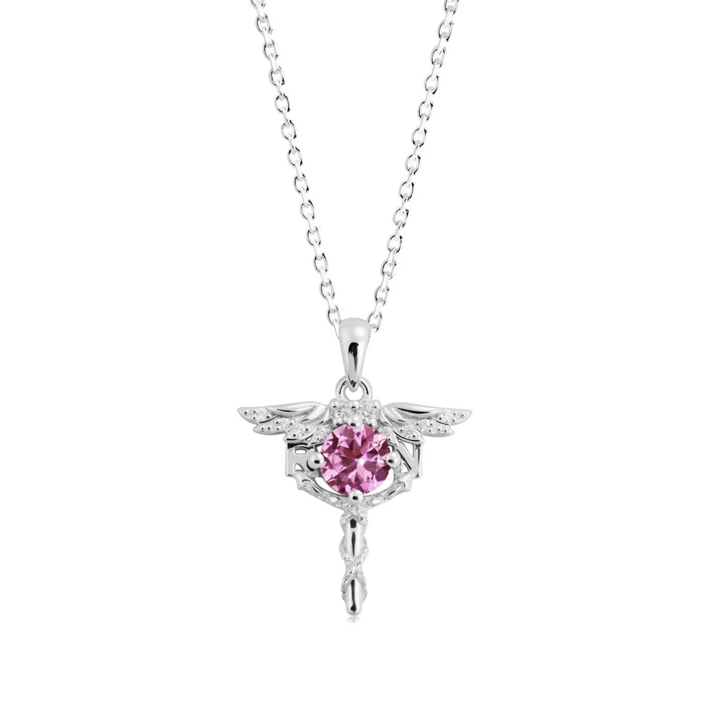 Pink Sapphire Registered Nurse Necklace