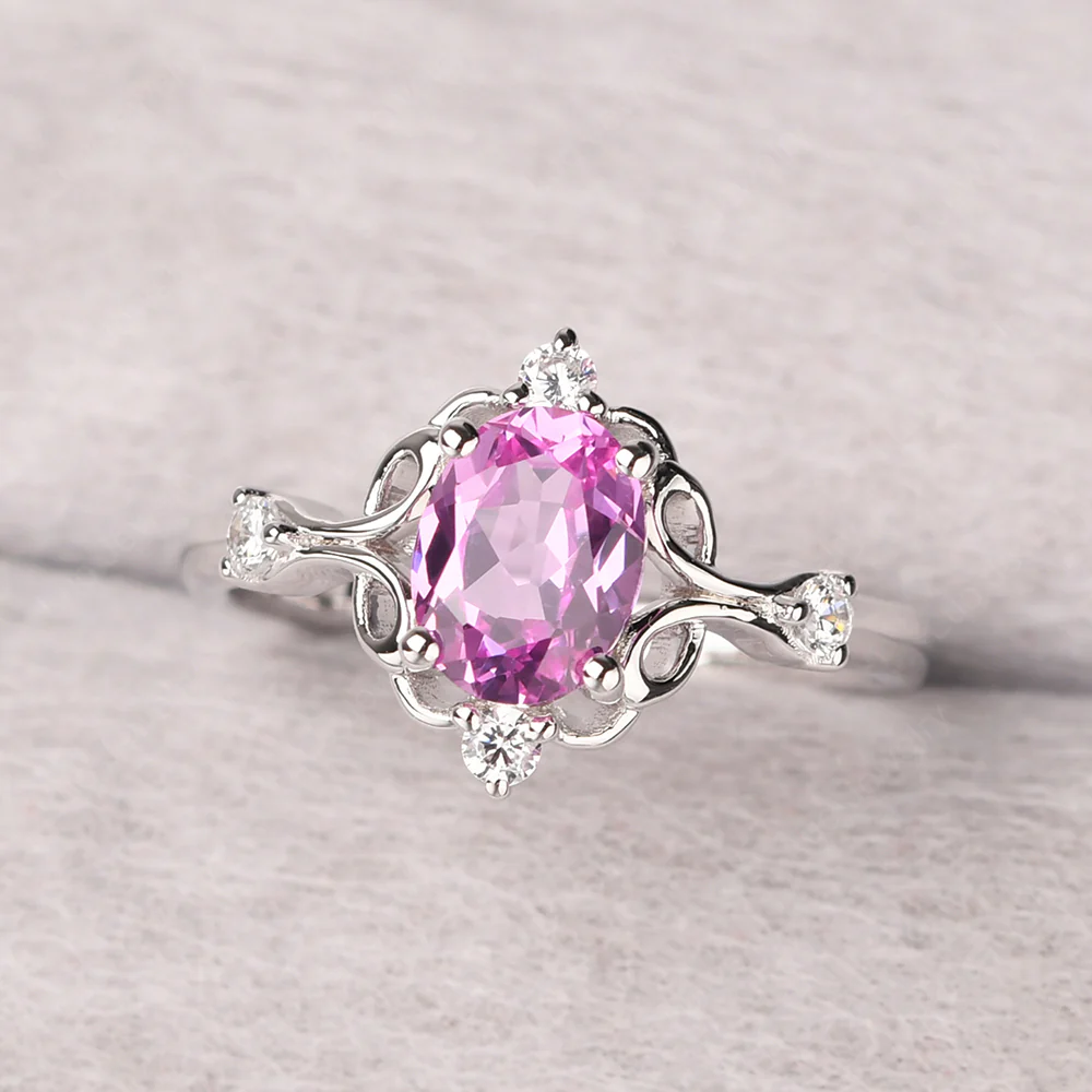 Pink Sapphire Art Deco Pink Sapphire Ring - Image 2