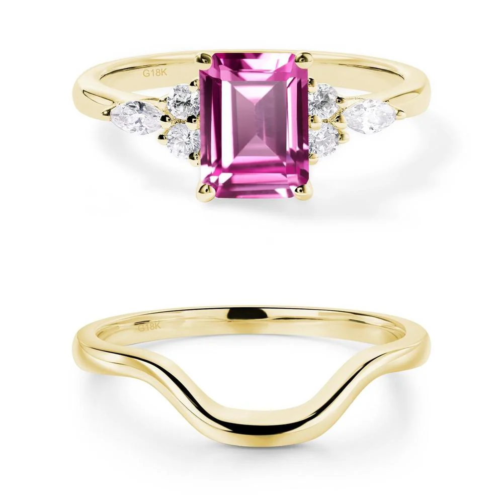Simple Emerald Cut Pink Sapphire Ring - Image 11