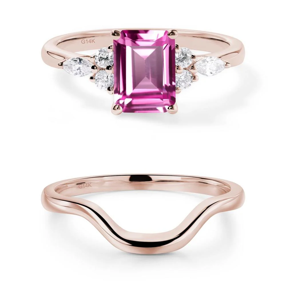 Simple Emerald Cut Pink Sapphire Ring - Image 21