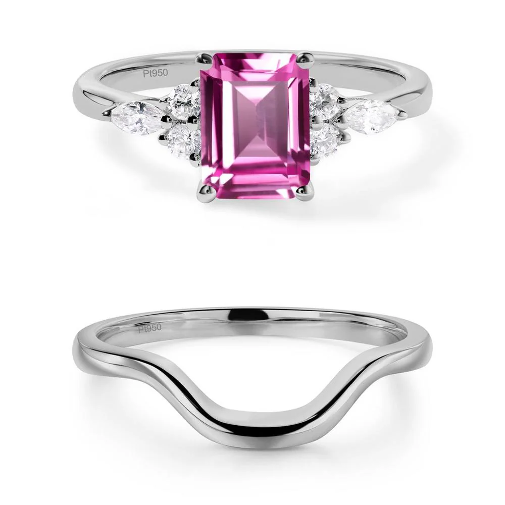 Simple Emerald Cut Pink Sapphire Ring - Image 23