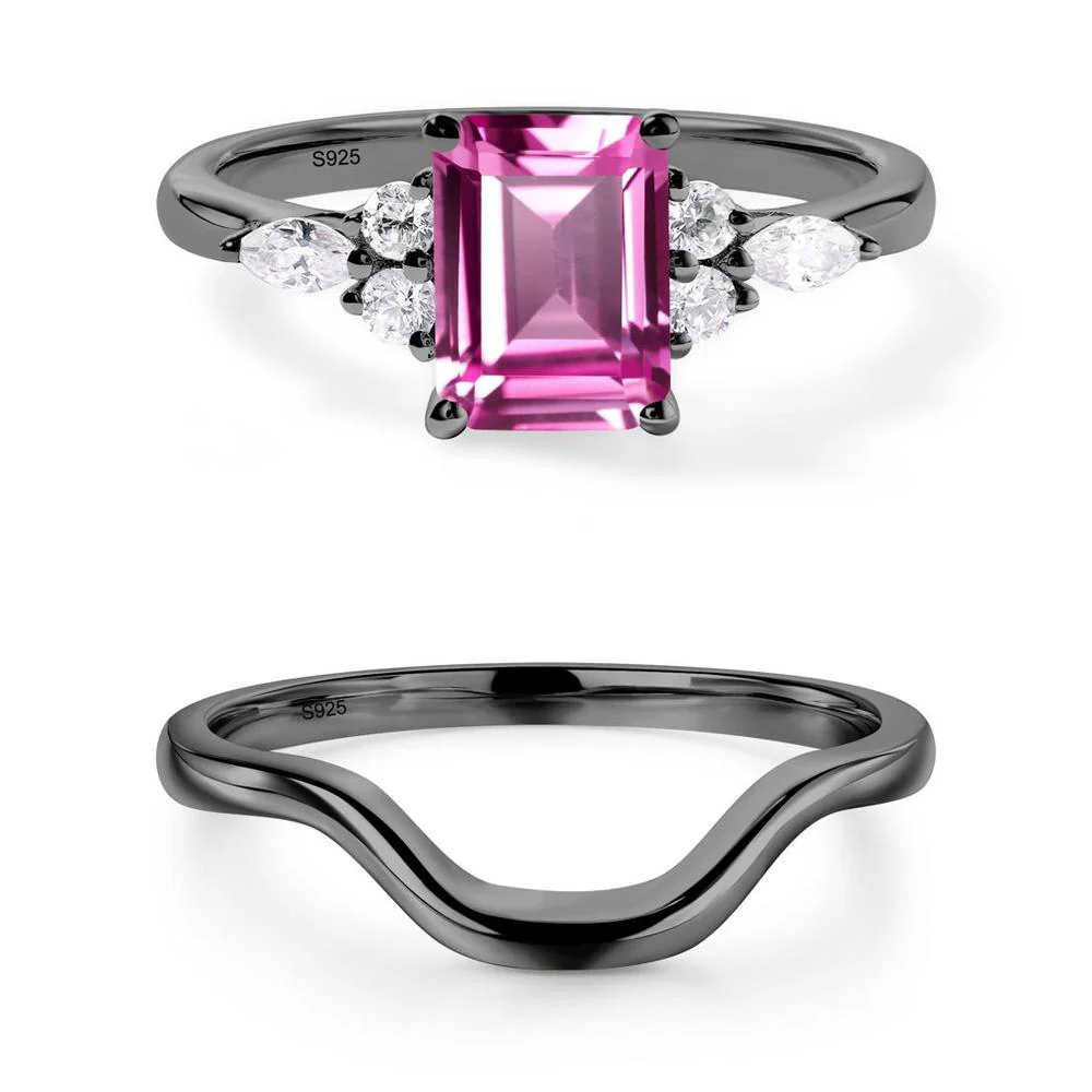 Simple Emerald Cut Pink Sapphire Ring - Image 25